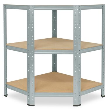 Кутова полиця 90x60x30 см Міцна оцинкована металева полиця, що стоїть на 3 полиці, вантажопідйомність 175 кг кожна / Кутова полиця Міцна кутова полиця / Вставна полиця