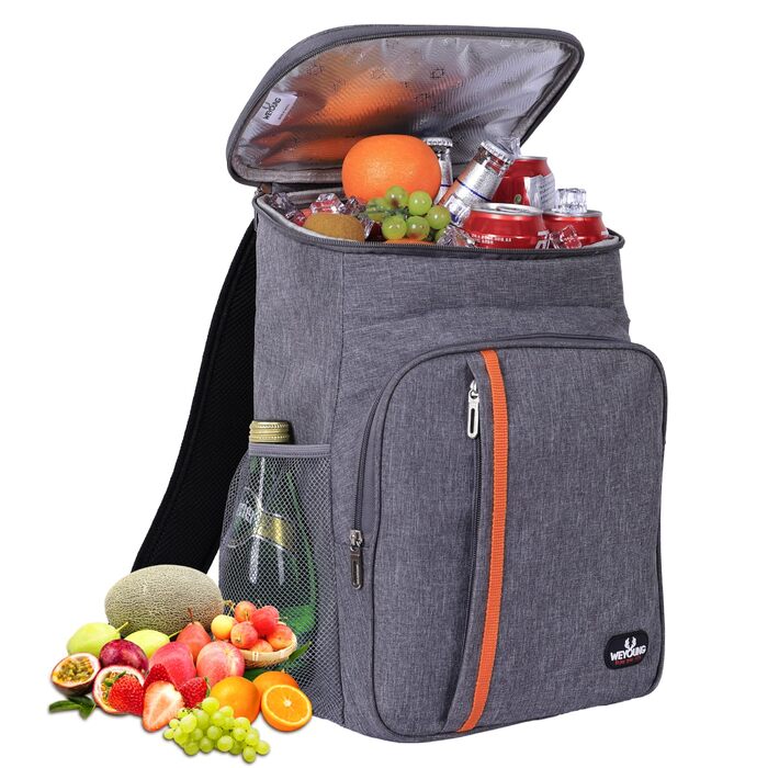 Рюкзак-холодильник 22 л - Велика сумка-холодильник, рюкзак для пікніка, водонепроникний рюкзак, надлегкі рюкзаки для чоловіків та жінок для кемпінгу, барбекю, походів, пікніка, чорно-сірий