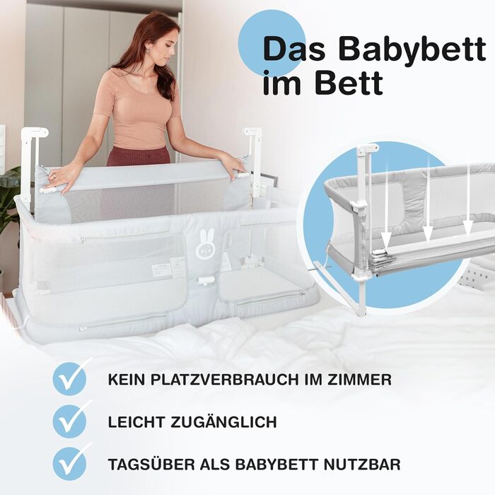 Дитяче ліжечко Грудне вигодовування у власному ліжку Дитяче ліжко для пружинного матраца та звичайного ліжка із захистом від перекидання Extra Safe Борти для ліжка Альтернатива дитячому ліжку
