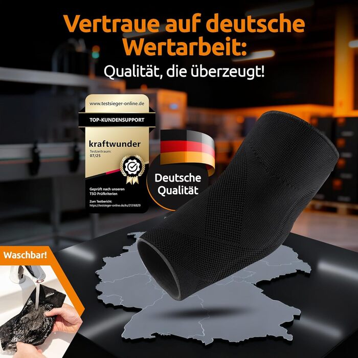 Бандаж для ліктя тенісиста/ліктя гольфіста, бандаж з гелевими накладками, зроблено в Німеччині, для жінок та чоловіків, для спорту та щоденного використання (чорний, L, двосторонній) Двосторонній Чорний L