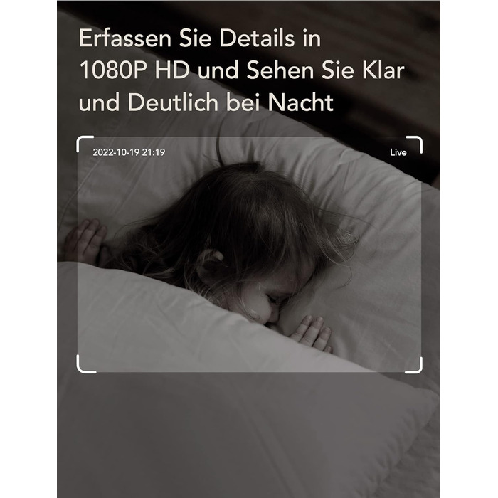 З камерою, дитяча камера WLAN, радіоняня з камерою та додатком, функція інтеркому 1080P HD Night Vision, сумісна з Alexa та 2,4 ГГ