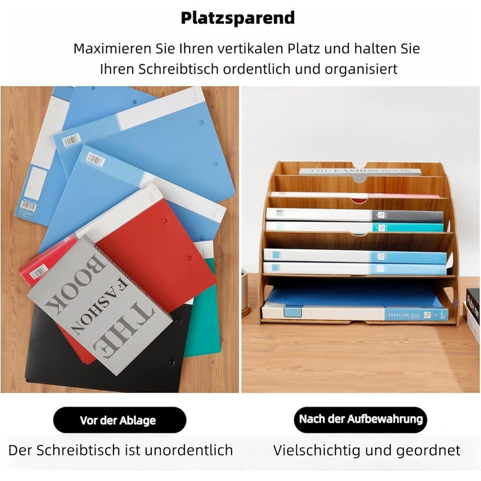 Дерев&39яний лоток для документів, лоток для листів А4 з 5 відділеннями, настільний органайзер для файлів, лоток для паперу, система зберігання файлів, тримач для документів для офісу, тип B