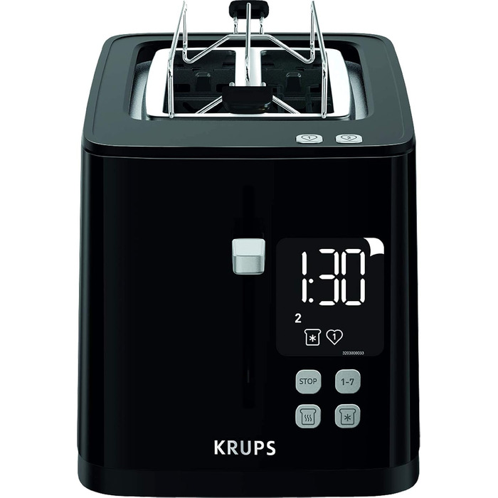 Тостер Krups KH641810 Smart'n Light тостер на дві скибочки цифровий дисплей 7 рівнів підсмажування знімний лоток для крихт зворотн