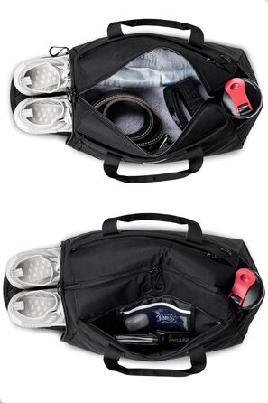 Спортивна та дорожня сумка Fitgriff V2 для жінок та чоловіків - з відділенням для взуття та відділенням для вологих речей - Сумка для спорту, фітнесу, подорожей - Сумка для тренувань, Сумка для спортзалу, (Чорна, Середня) Чорна 56 x 30 x 32 см (Середня)