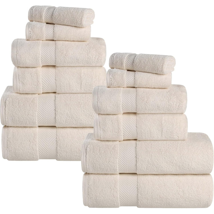 Набір рушників Superior Zero Twist, бавовняний, 12 шт. , в асортименті, включає 4 банних рушники, 4 рушники для рук, 4 мочалки/сер