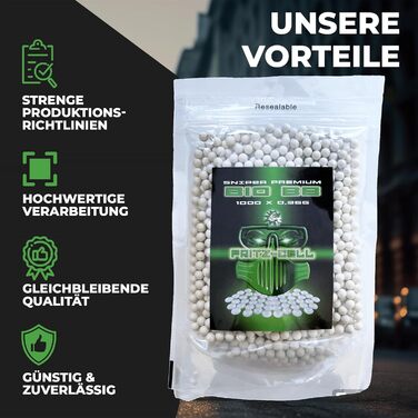 Кульки BB Bio Sniper Airsoft 6 мм преміум-класу – біорозкладні, 0,36 г, 3 × 1000 шт., ідеальні для снайперської стрільби