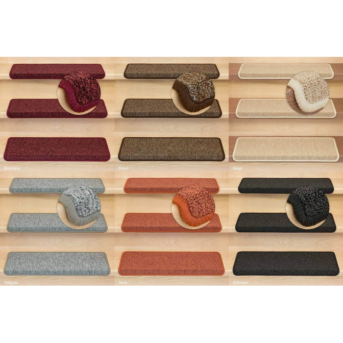 Килимки для сходів Kettelservice-Metzker Monza прямокутні одномісні та SparSet Anthracite 15 шт.