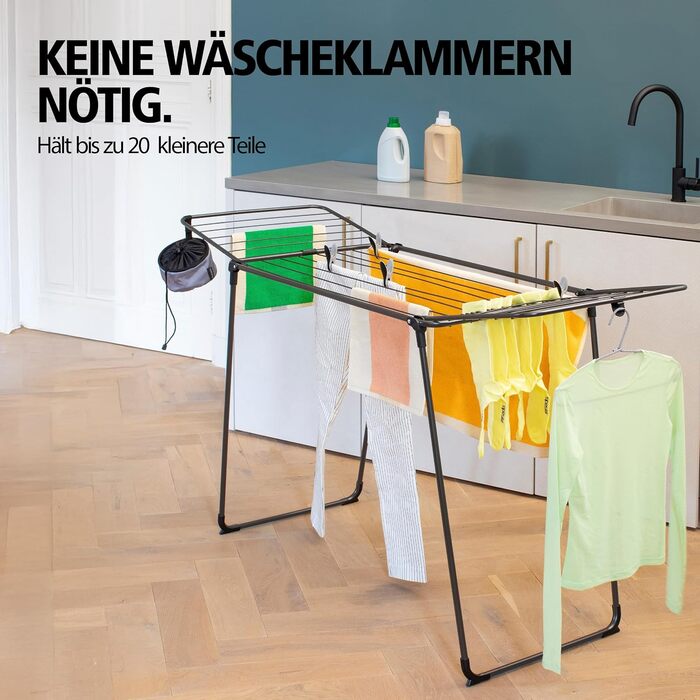 Сушарка для білизни Brabantia HangOn, 18 м (біла) компактна розкладна сушарка-підвіс для великих та малих об'ємів прання