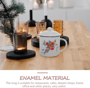Вінтажна емальована кружка Homoyoyo з кришкою, багатофункціональна товстостінна емальована кавова кружка, кружка для напоїв на свіжому повітрі для кемпінгу та офісу