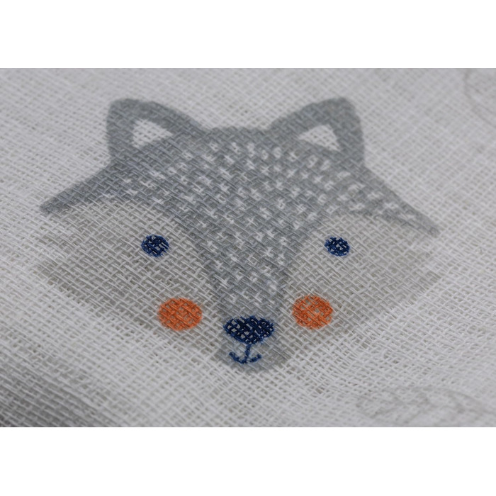 Муслінові серветки Clever Kids упаковка 5 лисичка світло-сіра та зірочки Oeko-TEX подвійне плетіння 70x80 серветки для відрижки (л