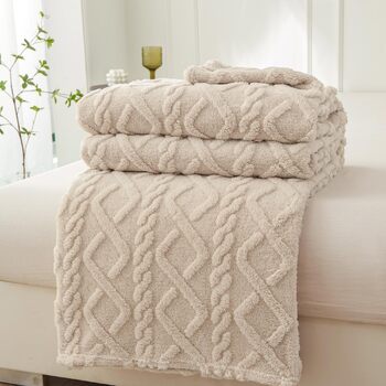 ПОСТІЛЬНА БІЛИЗНА WONGS Плюшева ковдра, 150x200 см, Ковдра з овчини, М&39яка та пухнаста ковдра для дивана, Флісова ковдра, Ковдра для дивана, Тепла та приємна ковдра для ліжка та дивана, Бежевий, 150x200 см