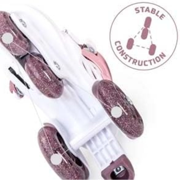 Роликові ковзани Cariboo для дітей, роликові ковзани для початківців, регульовані, 2 розміри, з навчальними колесами, блискучий дизайн, роликові ковзани для дівчаток, стиль балерини, розмір S (31-35), рожево-сливовий