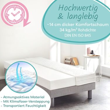 Дитячий матрац Sun Garden 120x200 см H3, сертифікований Oeko Tex 100, матрац для дитячого ліжка, чохол можна прати, оптимальний матрац для дітей, чохол зі стьобаним кліматичним волокном, P1440 ComfortPur 120 x 200 см H3