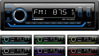 Автомагнітола 1-DIN, DAB, Bluetooth, система гучного зв'язку, 2xUSB, Aux-in, Sub-Out, Багатобарвний, 200 Вт, 1124 DAB BT