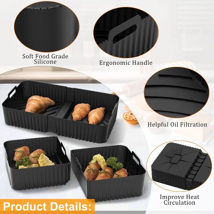 Аерофритюрниця VnkloMes з силіконовою формою для Ninja Foodi AF500EU 10.4 л, фритюрниця з силіконовою формою, багаторазова, аксесуари для силіконової форми для фритюрниці AF500EU