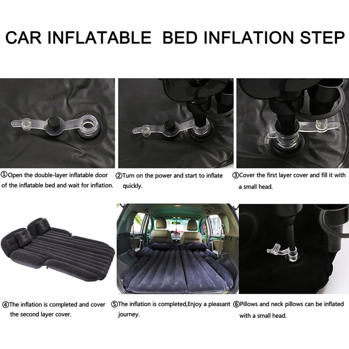 Надувний матрац Icelus для автомобілів, позашляховиків, з повітряним насосом, 195 * 130 * 15 см, надувний кемпінговий комбінований матрац для заднього сидіння автомобіля, товстіший матрац для багажника, ліжко для кемпінгу, подорожей на свіжому повітрі, De