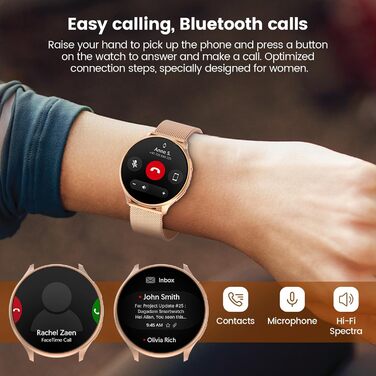 Жіночий смарт-годинник із функцією телефону, круглий смарт-годинник 1,39 дюйма з SpO2, 24-годинним монітором серцевого ритму, монітором артеріального тиску, монітором сну, фітнес-трекером із понад 120 спортивними режимами та крокоміром для iOS та Android 