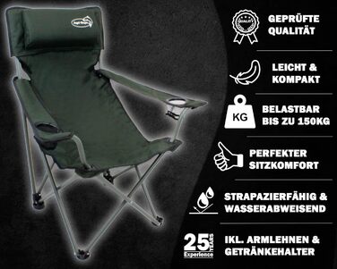 Розкішне розкладне крісло Angel-Berger з підсклянниками, подушкою та підлокітниками, зелене