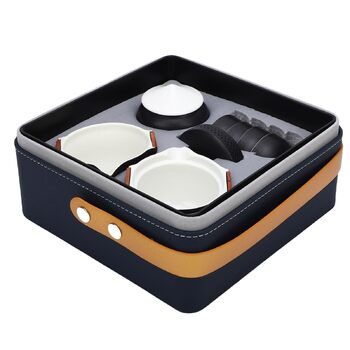 Портативний набір для чаювання в стилі гунфу, керамічний чайник з дорожнім чохлом та чашками для активного відпочинку та офісу