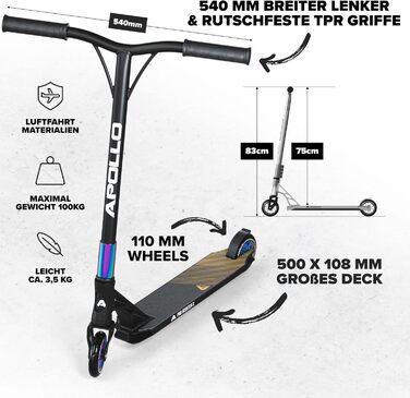 Трюковий самокат Apollo - Genesis Pro X / Genesis Pro X Competition, трюковий самокат високого класу, кулькові підшипники ABEC 9,