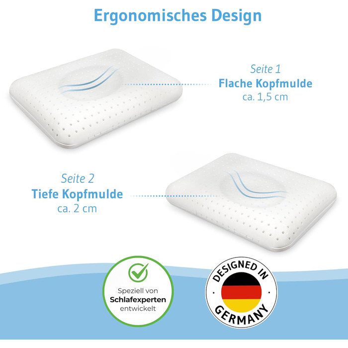 Ергономічна подушка Elora, м&39який чохол зі 100 органічної бавовни, подушка для підтримки шиї, розроблена експертами зі сну, подушка з піни з ефектом пам&39яті для сну на боці, подушка для шиї 40x60x12, подушка для сну на спині