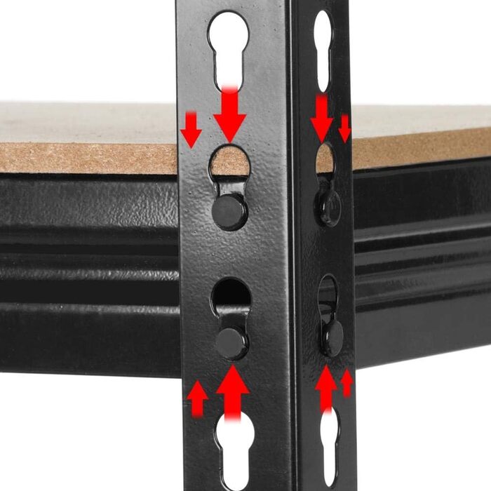 Полиця для зберігання Yaheetech 150 x 70 x 30 см, міцна, безболтова, 5 МДФ стелажів, стелаж для підвалу, стелаж для майстерні, вантажопідйомність 150 кг на полицю, чорний колір, 70x30x150 см