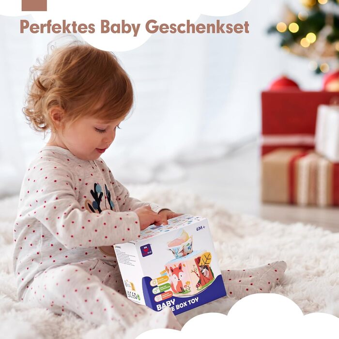 Місяців Tisuse Box Toy Montessori Toys Baby 6-12 Сенсорний животик Час Контрастні іграшки для немовлят Подарунки, 6