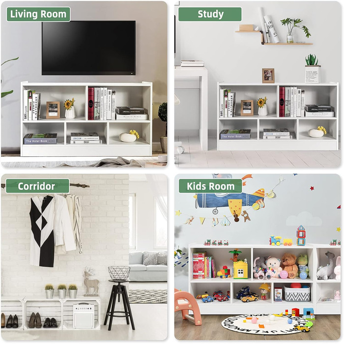 Дерев&39яна дитяча полиця DREAMADE, книжкова шафа для зберігання іграшок для дітей, полиця для іграшок для дитячої кімнати, ігрової кімнати та дитячого садка, 111 x 30 x 61,5 см (біла)