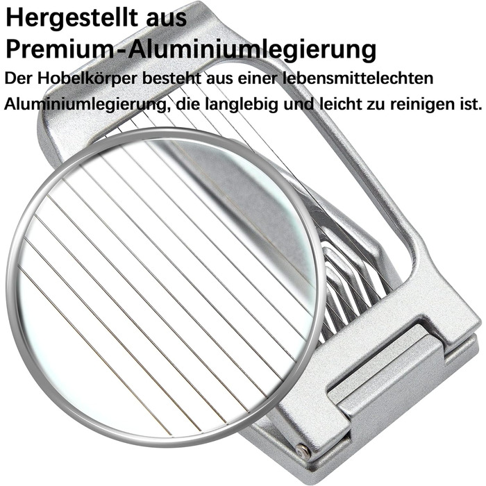 Яйцерізка, Професійний роздільник яєць Ріжучі дроти з нержавіючої сталі Посудомийна машина Безпечна, стабільна алюмінієва Інструме