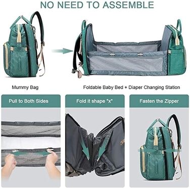 Портативний пеленальний мішок, багатофункціональний водонепроникний рюкзак для підгузників, дитяче ліжечко для подорожей дитяче лі