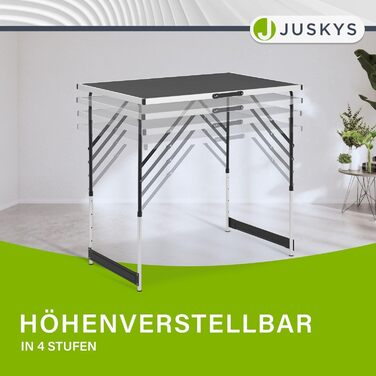 Багатофункціональний стіл Juskys, комплект із 3 предметів - Складаний, регульована висота - Алюмінієвий розкладний стіл 100x60 см - Блошиний ринок, стіл для обклеювання шпалерами, кемпінговий стіл - Чорний стіл