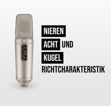 �DE NT2-A Універсальний конденсаторний мікрофон з великою діафрагмою зі змінною полярністю, попереднім ослабленням і фільтром висо