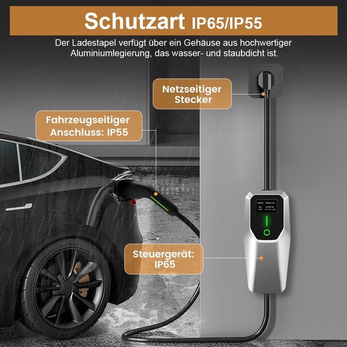 Зарядний пристрій для електромобілів AWESAFE Тип 2 schuko16A 3.7KW 1-фазний 5-метровий портативний зарядний кабель для електромобі