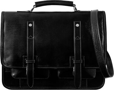 Шкіряний портфель для чоловіків - ділова сумка для ноутбука - італійська шкіряна сумка ручної роботи - сумка-месенджер чорна