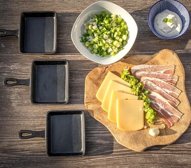 Чавунні сковороди для раклету BBQ-Toro (6 шт. ) 12,5 х 18 см вже згоріли - попередньо приправлені Змінні сковороди для раклету, сковороди для сервіровки, аксесуари для гриля, чавунні сковороди, сковороди-гриль