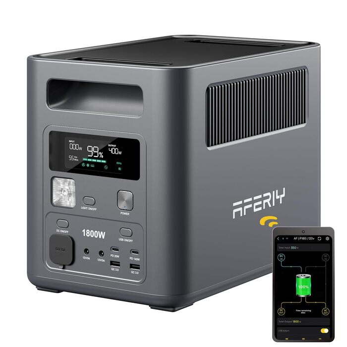 Вт 1024 Втгод), 1800W Tragbare Powerstation, 1024Wh LiFePO4 & 1Std Schnellladung Solargenerator, &lt10ms USV, 9 Ausgnge, mit APP, BMS, Reine Sinuswelle 230V, fr Outdoors Camping/RV/Garten/Notfall 2026 Neue P180 (1800