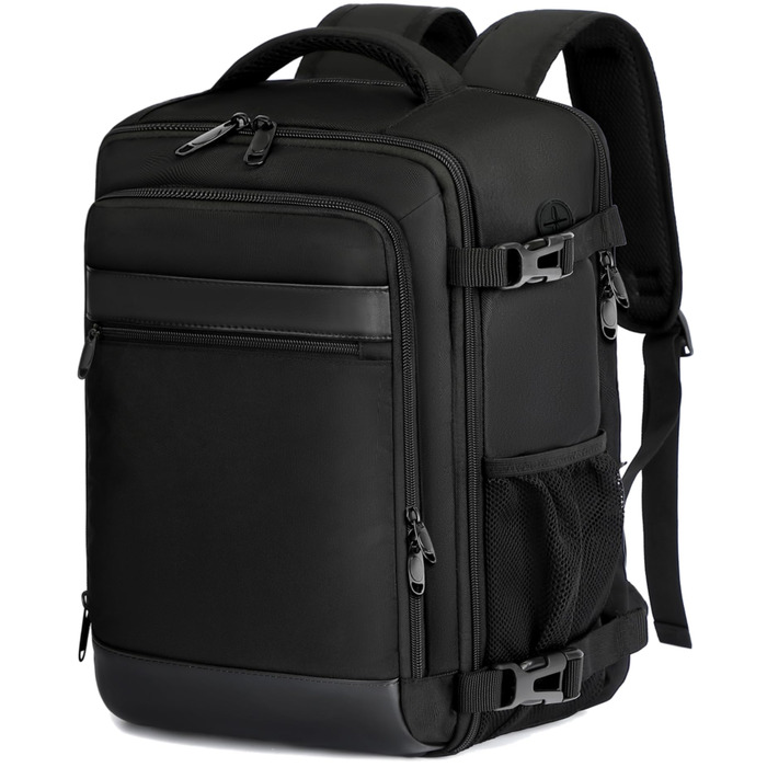 Рюкзак для ручної поклажі 40x20x25 для Ryanair, невеликий рюкзак для подорожей літаком, місткість 20 л, підходить для 14-дюймових ноутбуків, рюкзак Eurowings для жінок, чоловіків, підлітків, шкільний рюкзак, чорний, 402025 см-20 л, класичний чорний