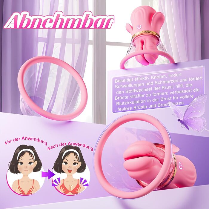 Вакуумний вібратор BSZUI рожевий, 10 режимів вібрації, стимулятор для сосків, грудей, клітора та анальної стимуляції