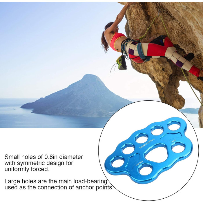 Такелажна пластина VGEBY 45KN з 8 отворами з алюмінієвого сплаву, багатошаровий анкерний з&39єднувач з роздільним перегородкою для скелелазіння та активного відпочинку на свіжому повітрі