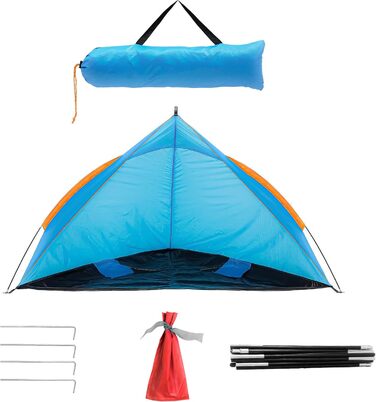 Пляжний намет Blumixx Pop-Up для 2-3 осіб вітрозахисний та сонцезахисний пляжний намет, компактно складаний, легкий дорожній пляжний намет, дитячий пляжний намет, захист від ультрафіолету, 220x120x120 см, бірюзовий