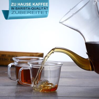 Кавоварка Pauzema 800 мл, кавоварка з постійним фільтром 6-8 чашок з ручкою Графин для кави Боросилікатне скло Термостійке