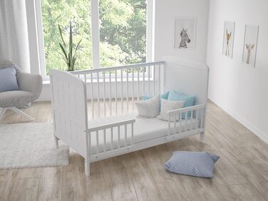 Дитяче ліжечко/спальне місце Love For Sleep 70x140 см з захисним бар&39єром, що трансформується, біле, Maddox, дитяче ліжко, дерев&39яне - Дитяче ліжко, Ліжечко-трансформер