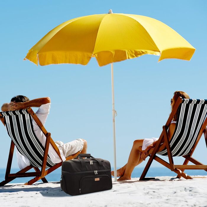 Велика сумка-холодильник Lifewit 23 л 32 банки, складна сумка-холодильник, ізольована сумка для обіду, легка, портативна сумка-холодильник, двошарова для пікніка, пляжу, роботи, подорожей, чорна