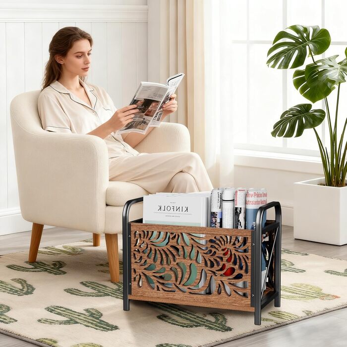 Дерев&39яна підставка для газет, сучасний тримач для журналів, елегантна підставка для журналів у скелетному візерунку, кошик для зберігання, колекціонер журналів, органайзер для зберігання каталогів, 33x26x17 см