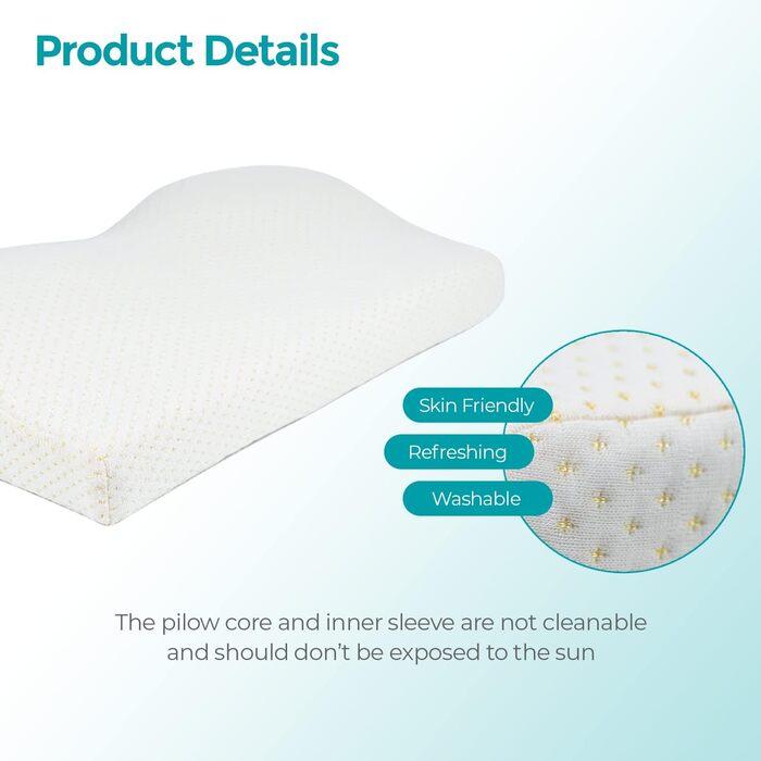 Подушка для шиї Edihome, подушка для зняття болю в шиї, 50 x 30 x 10 см, подушка для шиї з піни з ефектом пам&39яті, ортопедична подушка, ергономічна, з подвійним бавовняним чохлом, гіпоалергенна