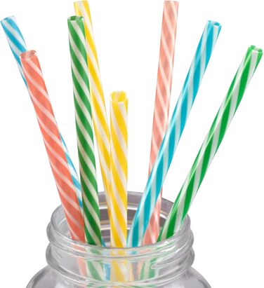 Х стаканів з соломинкою, 400 мл, ВхШхГ 13x10,5x15 см, з кришкою, з ручкою, набір стаканів для холодних напоїв, різнокольорові, 48