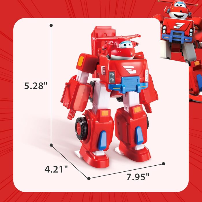 Трансформований літак, дитяча ігрова фігурка висотою приблизно 18 см, трансформована іграшка, транспортний засіб і фігурка робота, червоний Jett's Robo-Rig, 720311 - Jett Robo Rig