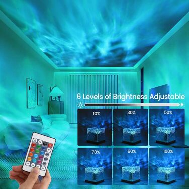 Світлодіодний проектор зоряного неба, лампа Aurora - 16 кольорів, 30 режимів освітлення, лампа північного сяйва, підходить для прикраси дитячої кімнати/вечірок/святкових подарунків