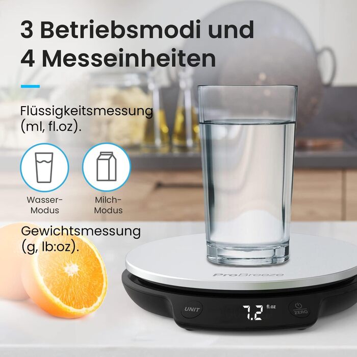 Цифрові кухонні ваги Pro Breeze до 5 кг - професійні цифрові ваги для точного вимірювання з точністю до 1 г, включаючи вимірювання