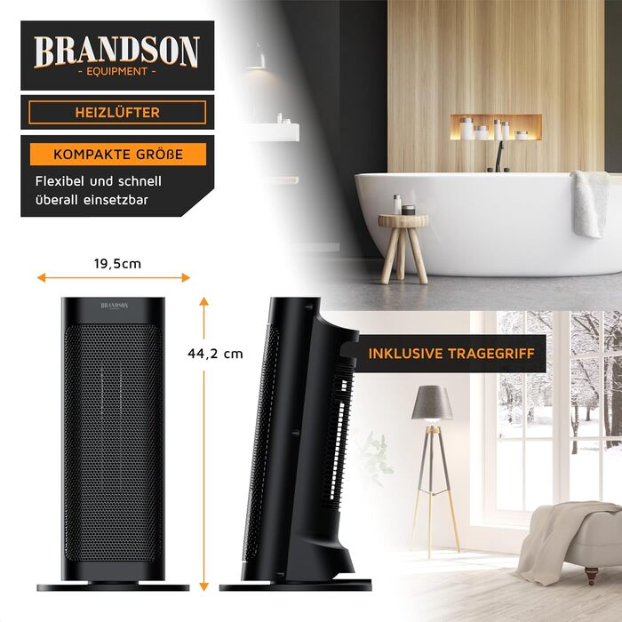 Енергозберігаючий, тихий електричний керамічний обігрівач - Електричний обігрівач з дистанційним керуванням - Коливання - Захист від перегріву - Термостат - Ванна кімната, спальня, вітальня B Чорний